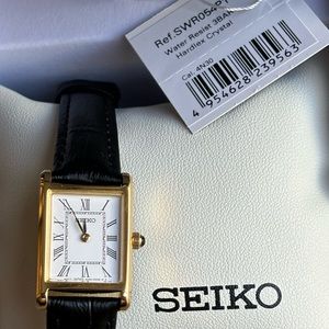 Seiko “Tank” Gold Tone Watch model SWR054 - Brand New with Tags!